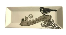 Christmas Theme St. Nicholas Square  Rectangular Tray Bird Platter 13 x 5