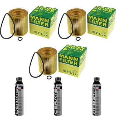 3x MANN-FILTER Ölfilter HU 711/2 x + 3x LIQUI MOLY Cera Tec 3721