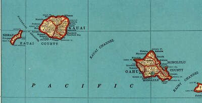 1941 Antique HAWAII State Map Vintage Map of Hawaii Hawaiian