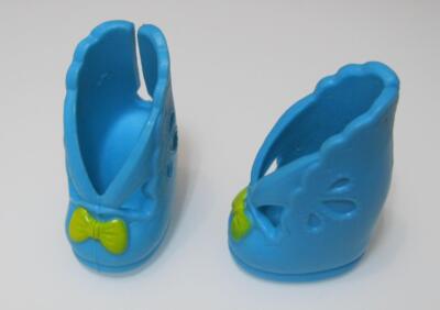 Shopkins Shoppies clothes:  BLUE eyelet /YELLOW BOW DOLL shoes by MOOSE TOYS