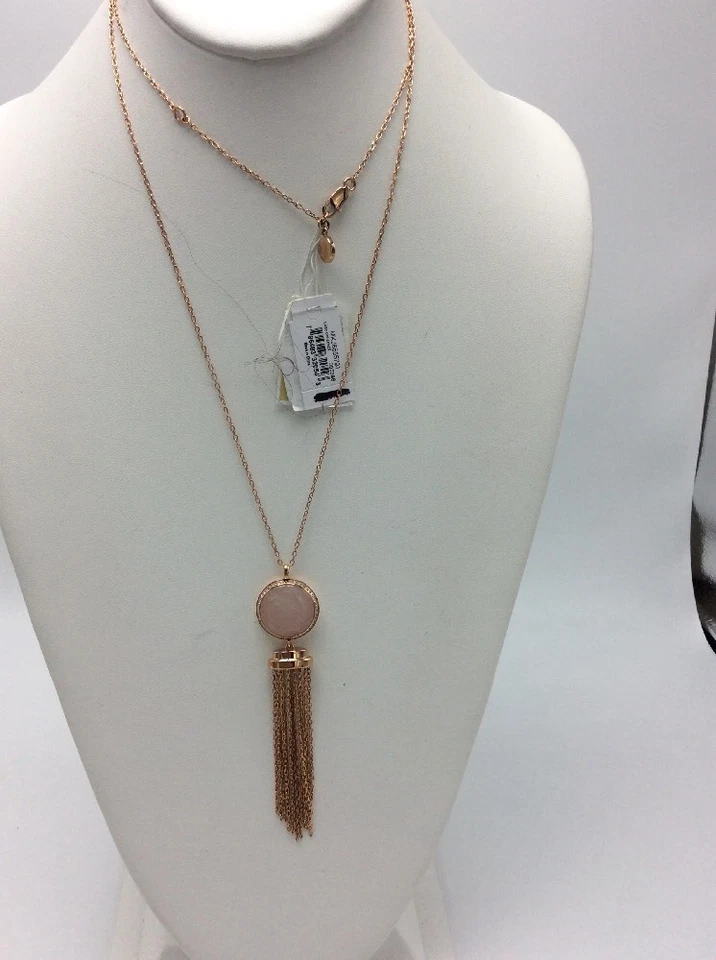 125 美元迈克尔高仕玫瑰金玫瑰粉红色宝石条纹吊坠项链 MK441 — 第 2/4 张图片