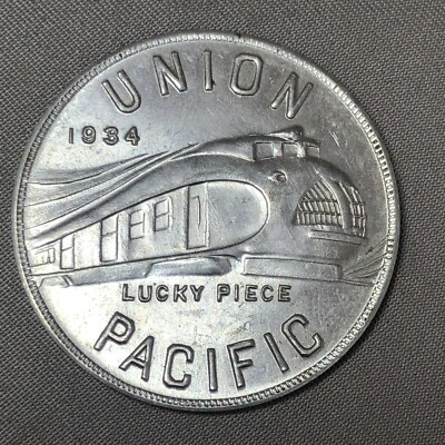 1934 UNION PACIFIC Luckey Piece ALCOA Aluminum in TRAIN by PULLMAN Vintage