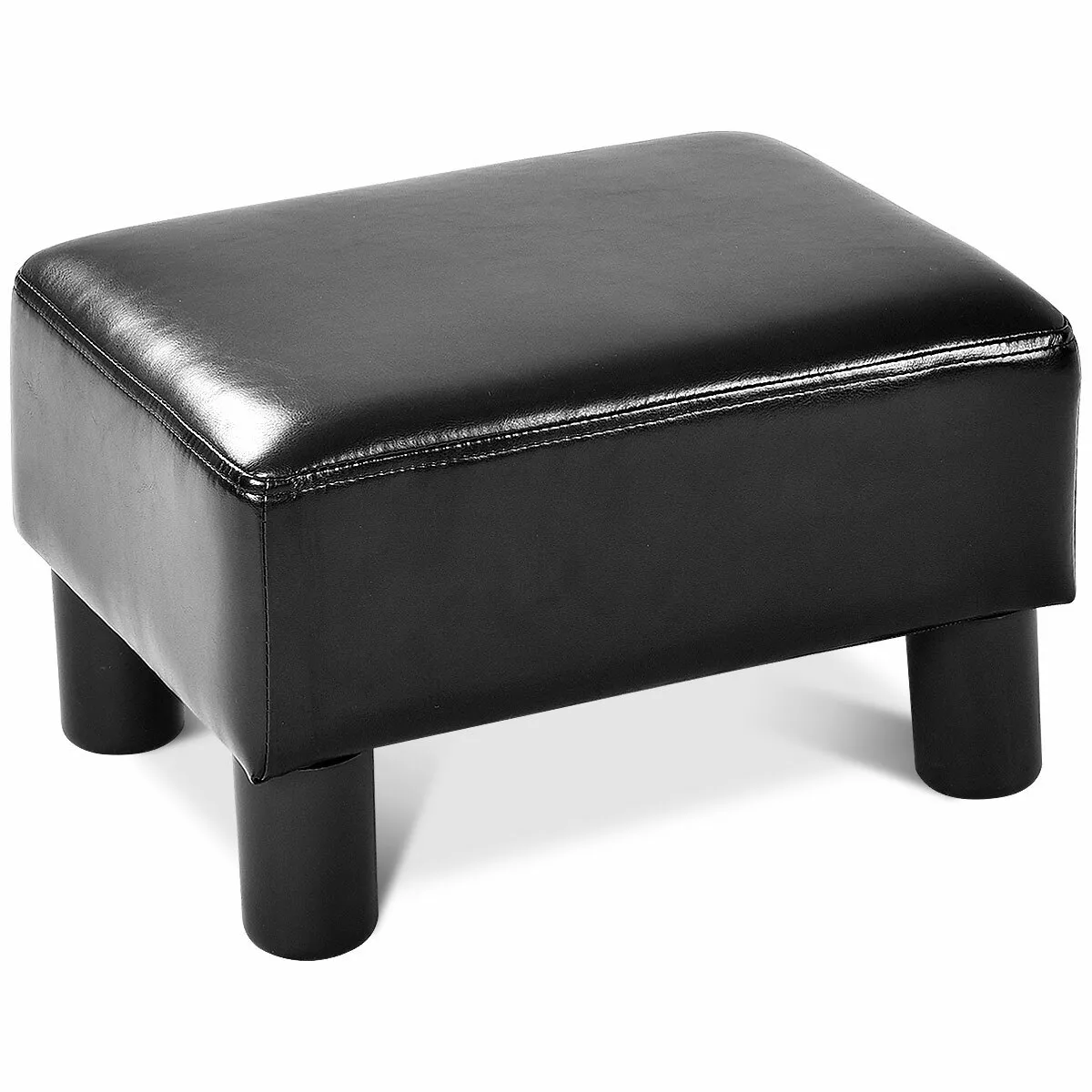 Small Ottoman PU Leather Footrest Rectangular Seat Stool Black eBay