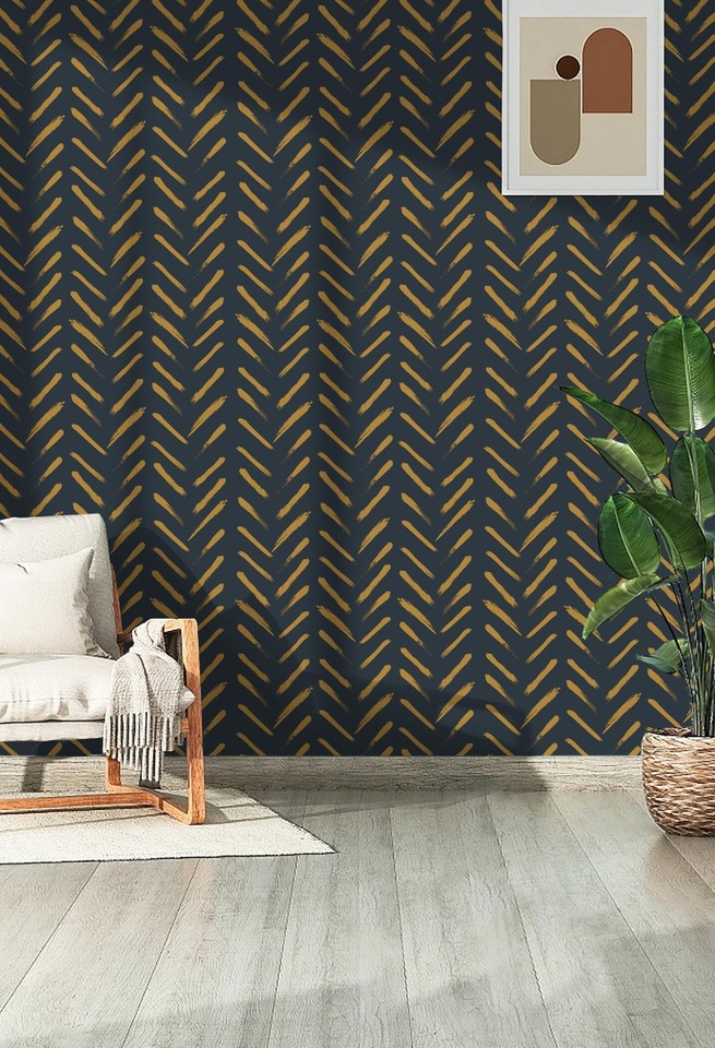 vovoyager Modern Stripe Peel and Stick Wallpaper 16.1In X 78.7In Navy