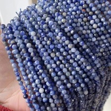 2/3/4/6mm Genuine Micro Faceted Natural Blue Sodalite Beads for Jewelry Making