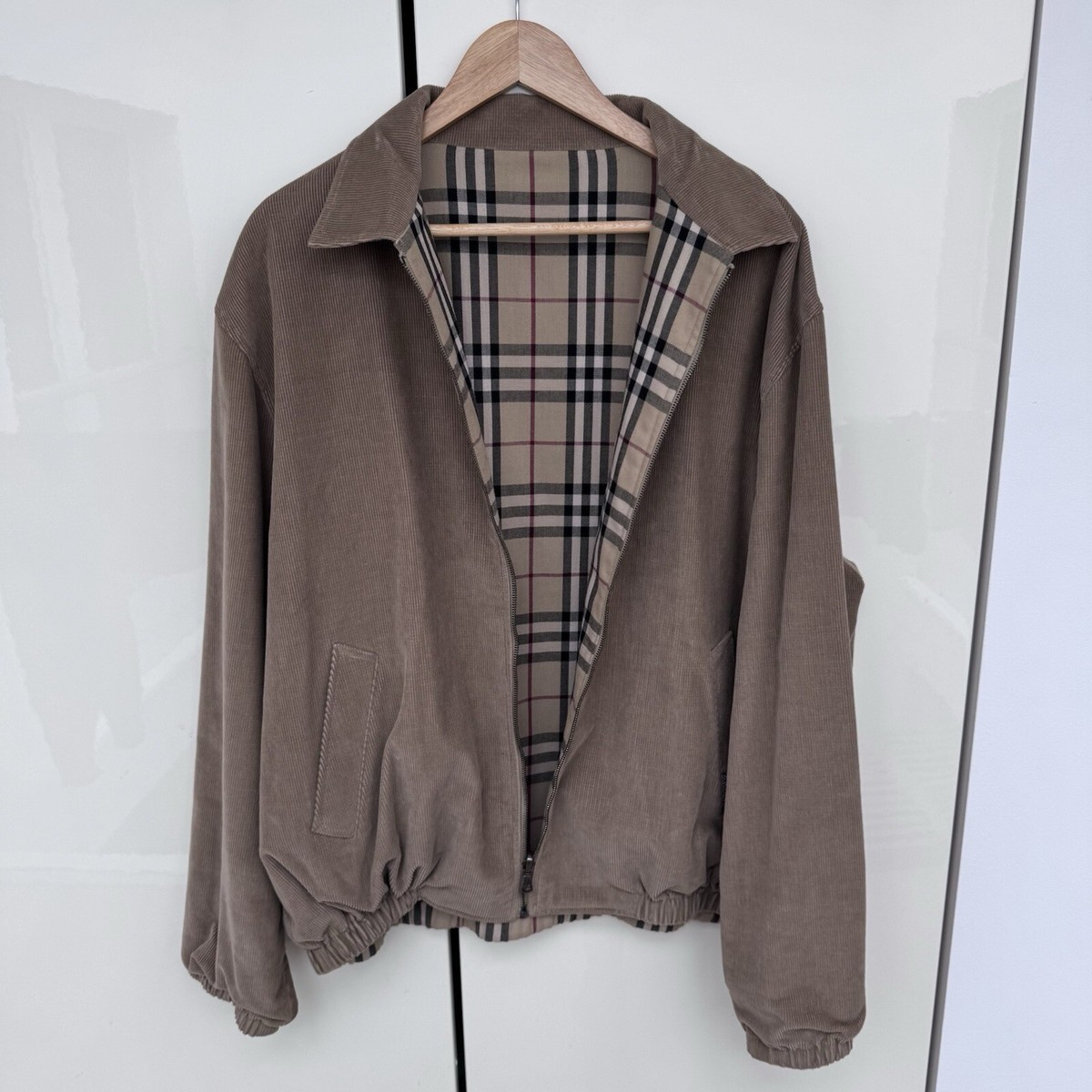 Vintage Burberry Brown Reversible Novacheck Nova Corduroy 