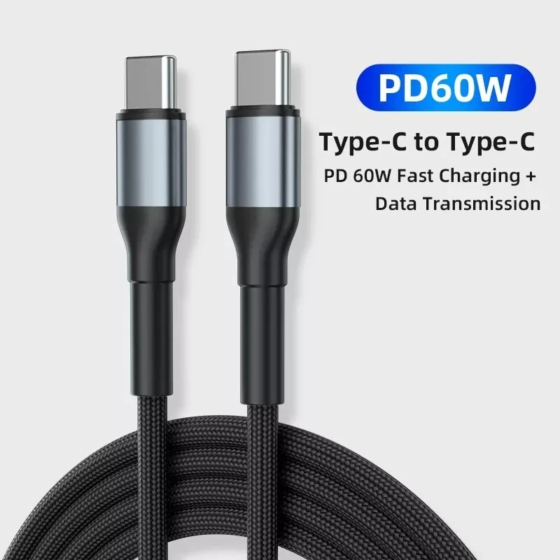 Type C to Type C Cable PD 60W Fast Charger Braided Long USB Lead For Samsung  - Image 2 of 4