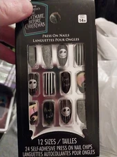 Nightmare Before Christmas 24 Press On Nails With Glue. New In Box
