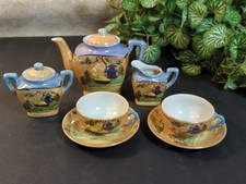Vth Tea Cup Saucer Pot Set Porcelain Lustre Luster Ware Japan Childs Pagoda Set