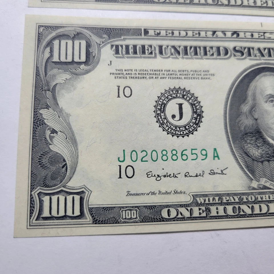 1950 C Kansas City Federal Reserve $100 Notes 2-Consecutive ~Gem Uncirculated BU - Image 4 of 4