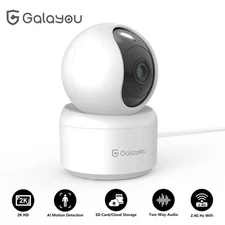 Galayou WiFi Security Camera Smart Indoor Night Vision 2K Wired Cam AI Detection