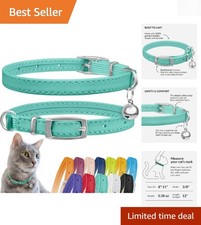 Handmade Leather Cat Collar with Bell - Adjustable 8-11" for Kittens  Adults