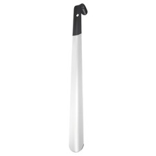 Shoe Horn 16.5" Metal Curved Handle Shoe Helper Shoehorns, Silver Black