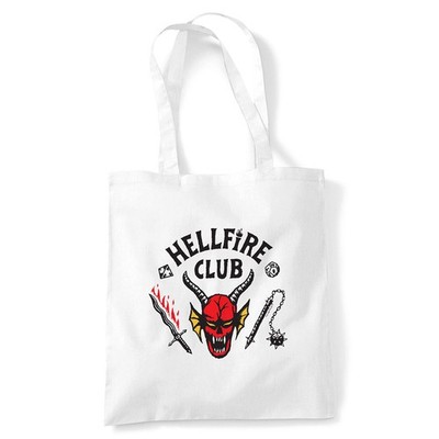 Stranger Things Hellfire Club Logo Lebensmittelgeschäft Reise wiederverwendbare Tragetasche, weiß