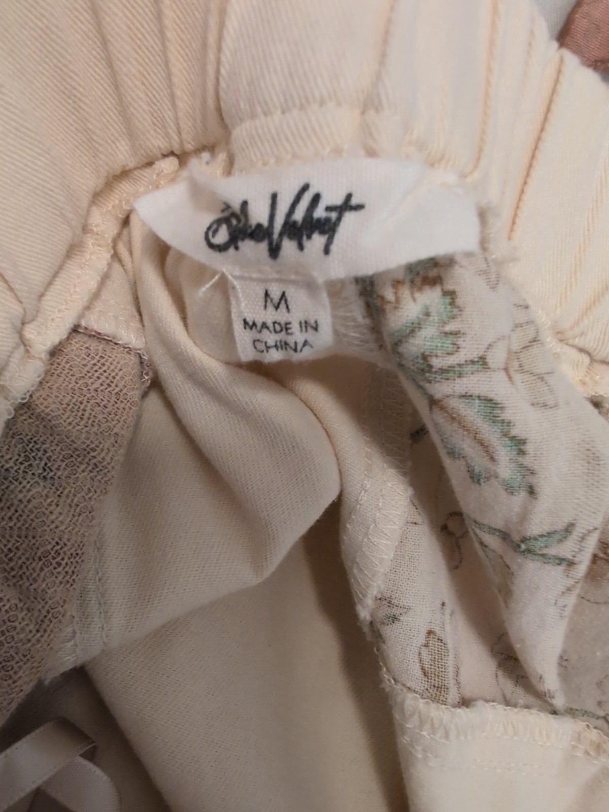 Blue Velvet Patchwork Boho Pants Medium Wide Leg - image 9