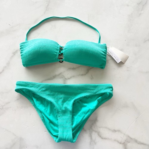 Trina Turk Size S Bandeau Bikini Turquoise Blue Two Piece Swimsuit Set New!