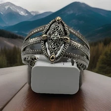 Artisan Of Bali Sarda “Good Shepherd “ Sterling Silver Cuff with Gold Accents 