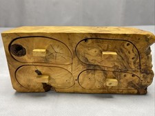 Vintage Natural Burl Wood Live Edge Trinket Jewelry Box, 4 Drawer