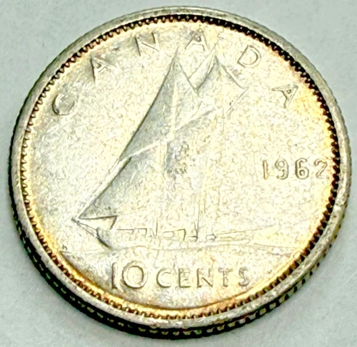1962  CANADA - 10 CENTS -  DIME - .800 SILVER  « QUEEN ELIZABETH II »