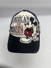 Disney World Mickey Mouse Ball Cap Hat American Est 1928 Factory Distressed Read