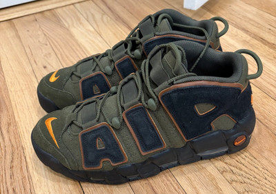 Nike Air More Uptempo 96 Cargo Khaki / Alpha Orange US Size 11.5