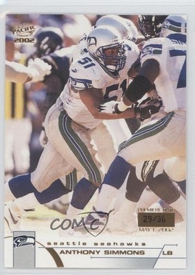 2002 Pacific Premiere Date 29/36 Anthony Simmons #403 0f3