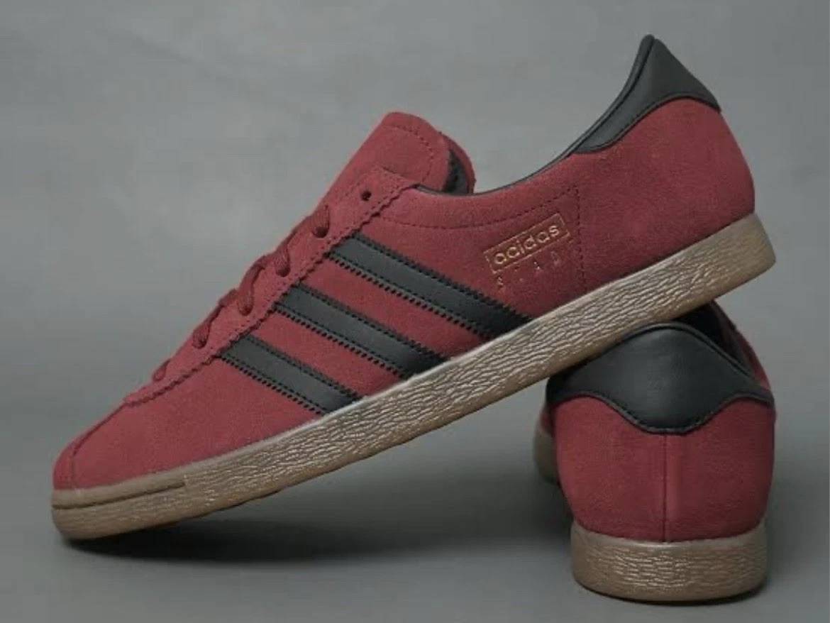 Adidas Stadt Men’s Size 8.5-11.5 Men’s Casual Retro Shoe Red Black Sneaker