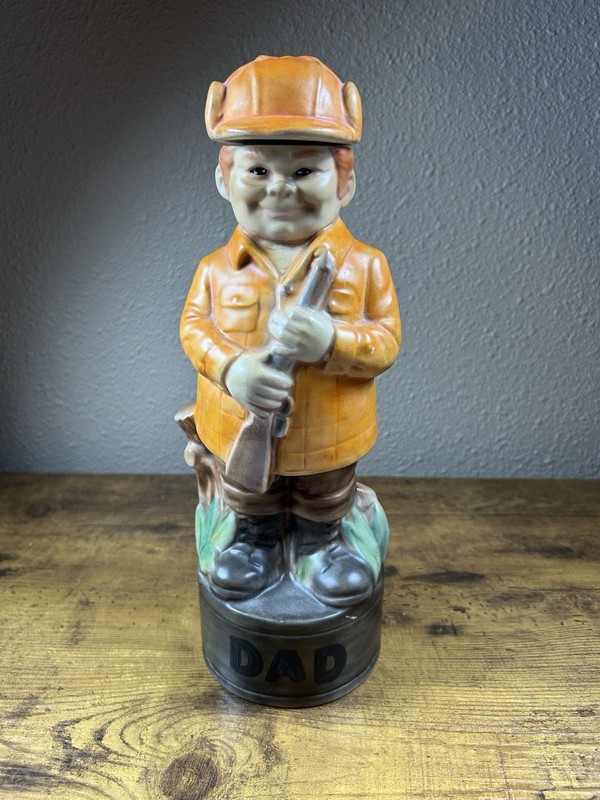 Vintage DAD Hunter Ceramic Whiskey Decanter Father’s Day Gift 13” Tall