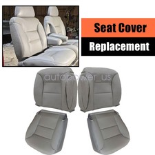 Front Leather Bottom Seat Cover 4pcs Gray For 1995-1999 Gmc Sierra Chevy Tahoe