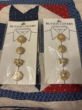 Vintage NIP Ladies Fancy Button Covers, Gold Tone, Faux Pearl,  2 Packs, 8 Total