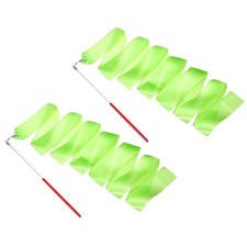 2 Pcs Dance Ribbons 78.7" Gymnastics Ribbon Streamers Red Wand, Green