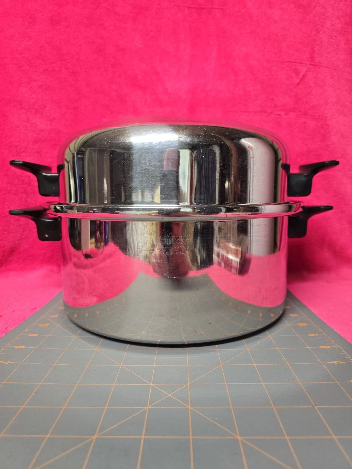 Townecraft Chefs Ware 6 Quart T 304 Stainless Dutch Oven Pot W/Dome Lid USA Used