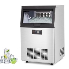 Commercial Ice Maker Machine, 80Lbs/24H Produce  33Lbs Storage Stainless Steel