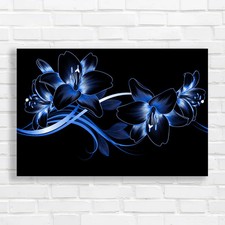 Abstract Flowers Blue Canvas Print Large Picture Wall Art