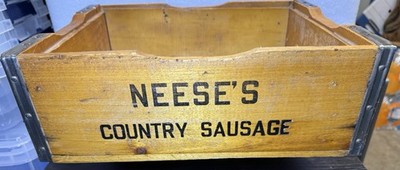 Rare Vintage Neese's Country Sausage Wooden Crate/Box Excellent Condition 1940s