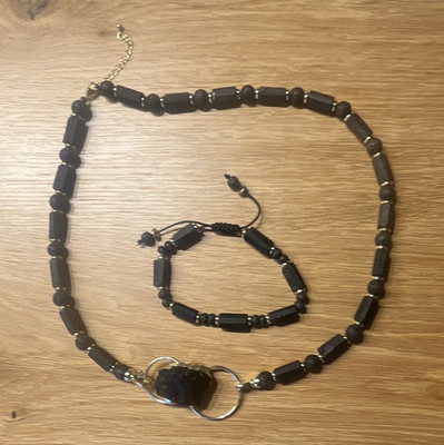 Schmuckset echter Turmalin mit Halskette und Armband, gebraucht 1x getragen 