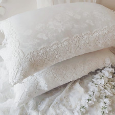 Minoki French Style King Size Pillow Covers - 20X38 Inch Vintage Chic Pillow