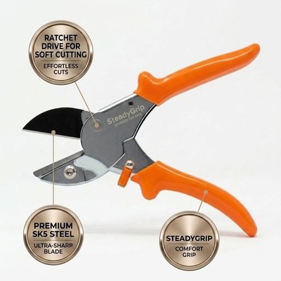 Ratchet Pruning Shears for Weak Hands-Heavy Duty SK5 Steel Garden Shear