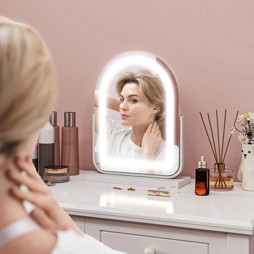 Modern vanity mirror light with 3-colour adjustable LED settings.