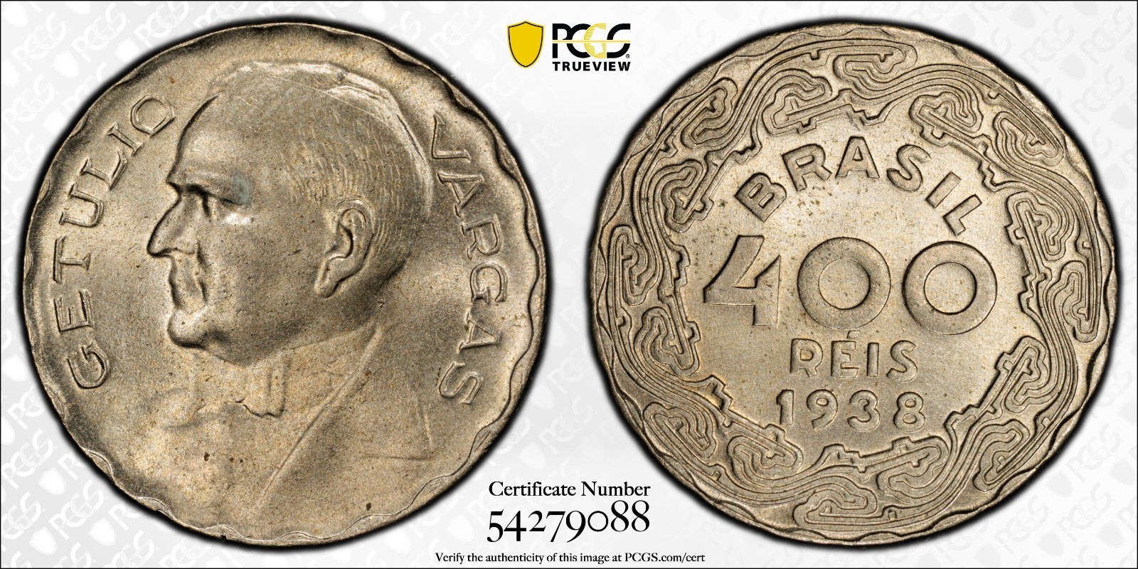 Brazil 1938 400 Reis Mald-663.01 G. Vargas PCGS MS 65