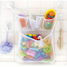Baby Toy Storage Shower Bath Toys White Baby Kids Mesh with Strong Suction Cups 