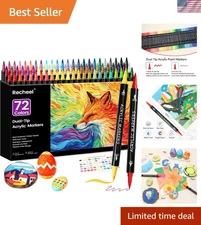 Quick-Drying Dual-Tip Acrylic Paint Markers - 72 Colors for Vibrant Art Projects
