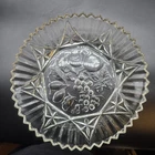 Vtg Federal Glass PIONEER Clear Fruit Pattern Sawtooth Edge Sandwich Plate 10.5"
