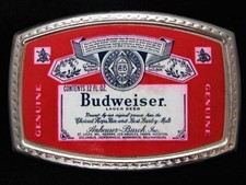 PF07154 NOS VINTAGE 1970s GENUINE BUDWEISER LAGER BEER BELT BUCKLE