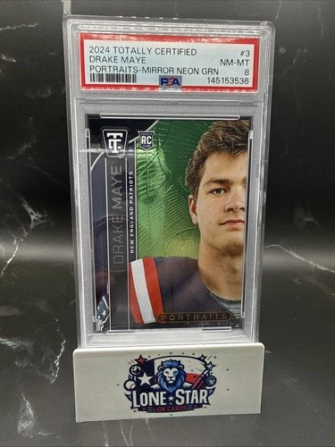 2024 Panini Totally Certified Portraits Drake Maye 3 RC Neon Green /299 PSA 8 📈