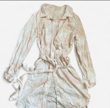 GUESS Women's Light Pink Tie Dye Belted Shirt Dress Collared Long Sleeve S