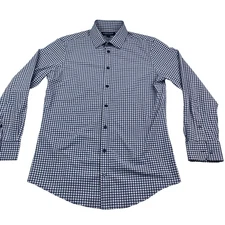 Mizzen+Main Men's Performance Trim Fit Button Shirt Navy/Pink Check • Medium