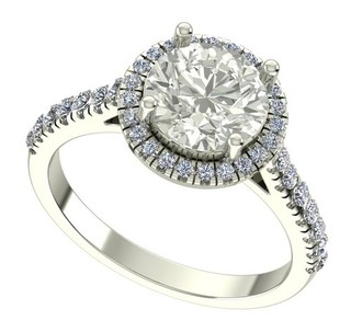 2.5 Ct White Round Vvs1 Real Moissanite Halo Wedding Ring Sterling Silver Size 7