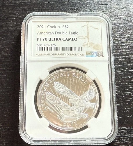 2021 Cook Island $2 American Double Eagle NGC PF70 Ultra Cameo Silver Coin