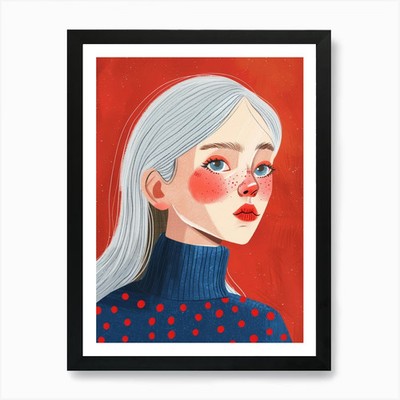 Girl With White Hair 3 Art Print Fr Framed Wall Art Poster Canvas Print Picture